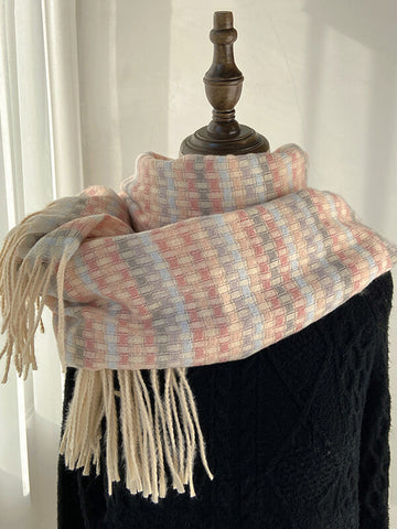 Airchics écharpe carreaux avec frange femme doux